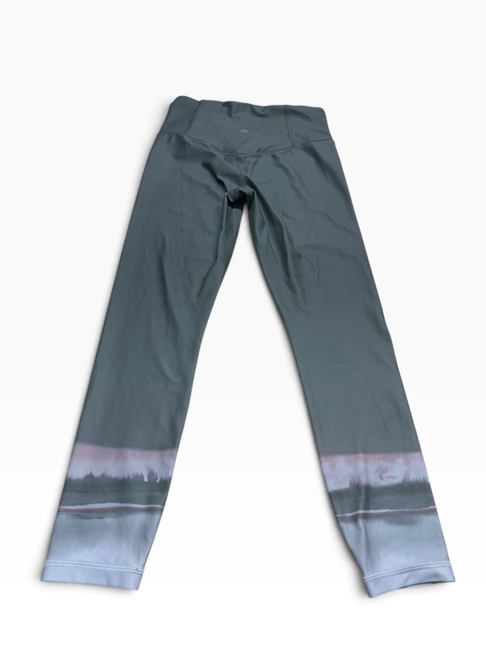 Athleta Elation 7/8 Tight Printed Hem Leggings Gray Green small